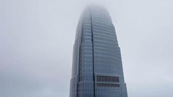 High tower skyscraper in Hong Kong view drone video
