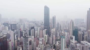 Hong Kong skyscrapers in haze and fog video