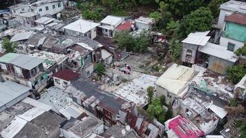 illegal Housing for the poor in Hong Kong drone view video