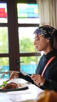 Dining Experience Enjoying a Flavorful Meal Amidst a Warm and Cozy Setting Today video