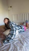 Cozy Relaxation in Bed A Moment of Serenity Embrace the soft comforts of your sanctuary video