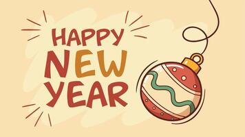 Happy new year card with ball and ribbon vector