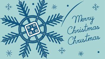 Christmas Greeting. Glittering Snowflake Microchip on Blue Background vector