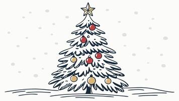 Christmas tree with snow and decorations vector