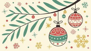 Christmas background with ornaments snowflakes and Christmas tree balls vector