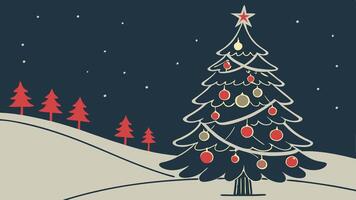 Beautiful christmas tree in dark background. Free space for text vector