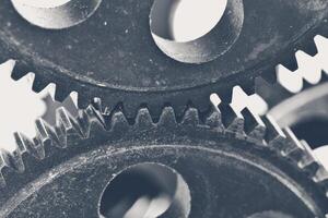 Close-up view of stack of gears photo