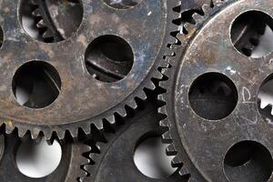 Close-up view of stack of gears photo