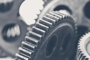 Close-up view of stack of gears photo