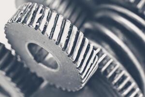 Close-up view of stack of gears photo