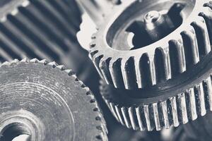 Close-up view of stack of gears photo
