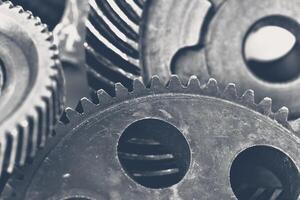 Close-up view of stack of gears photo