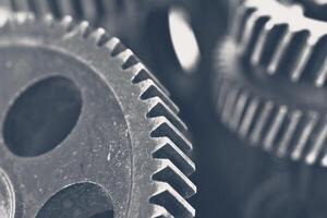Close-up view of stack of gears photo