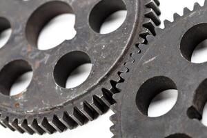 Close-up view of stack of gears photo