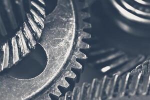 Close-up view of stack of gears photo