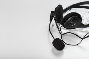 headset on keyboard computer laptop photo