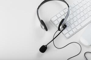 headset on keyboard computer laptop photo