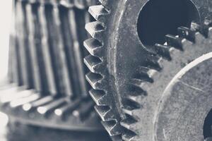 Close-up view of stack of gears photo