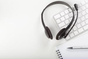 headset on keyboard computer laptop photo