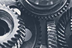 Close-up view of stack of gears photo