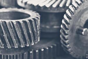Close-up view of stack of gears photo