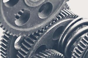 Close-up view of stack of gears photo