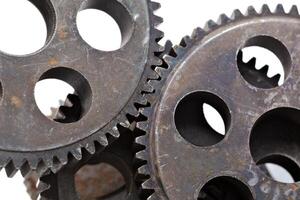 Close-up view of stack of gears photo