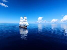 A sailboat floating in the middle of a large body of water photo