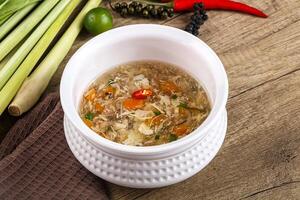 Asian gourmet crab soup with spices photo