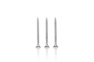 macro screw of silver color on a white background photo