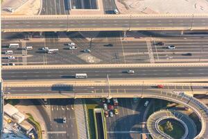 Top view of highway interchange in Dubai photo