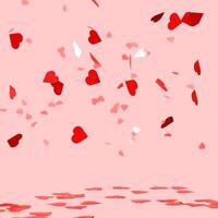Heart shaped confetti on pink background square photo