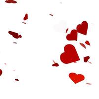 Heart shaped red confetti overlay on white background photo
