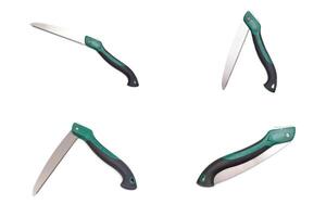 Folding hand saw lopper for pruning branches and tree on white background, isolate photo