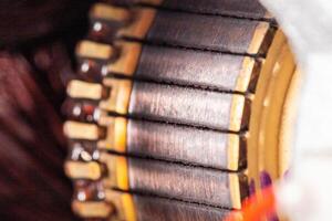 Copper electric motor rotor, commutator motor spare part, macro photo