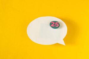 Symbol sign message from a white paper on a yellow background, social network, message photo
