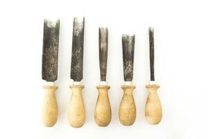 Cutters for wood carving, isolate, wooden photo