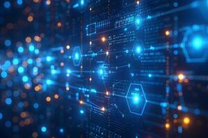 Futuristic Digital Network with Blue Hexagonal Patterns for Tech Design photo