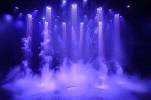 Futuristic Light and Water Show in a Misty Purple Atmosphere for Event Design photo