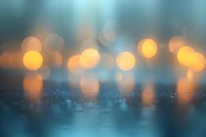 Elegant Abstract Bokeh Lights in Soft Blue and Orange for Background or Design photo