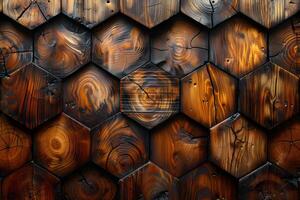 Rustic Wooden Hexagonal Pattern Texture for Interior Design and Art Projects photo