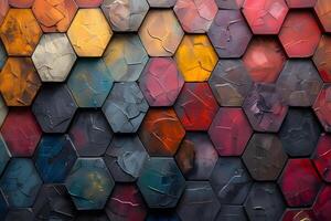 Abstract Textured Hexagonal Pattern in Vibrant Multicolors for Modern Design photo