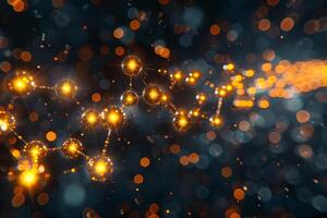Glowing Molecular Structure with Bokeh Lights for Science and Technology Concepts photo