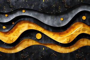 Abstract Waves in Gold and Gray with Textured Background for Modern Design photo