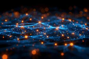 Futuristic Network Visualization with Glowing Nodes and Connections photo