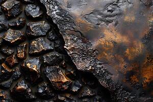 Abstract Textured Surface with Metallic and Rocky Elements for Modern Design photo