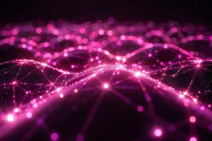 Abstract Digital Wave with Pink Lights and Network Connections for Technology Design photo