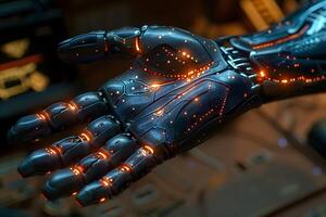 Futuristic Technology and Innovation in Robotics High-Tech Robotic Hand photo