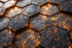 Luxurious Geometric Hexagonal Pattern with Glowing Edges for Modern Interior Design photo