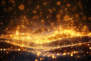 Golden Bokeh Fantasy Background for Holiday Celebrations and Elegant Design Concepts photo